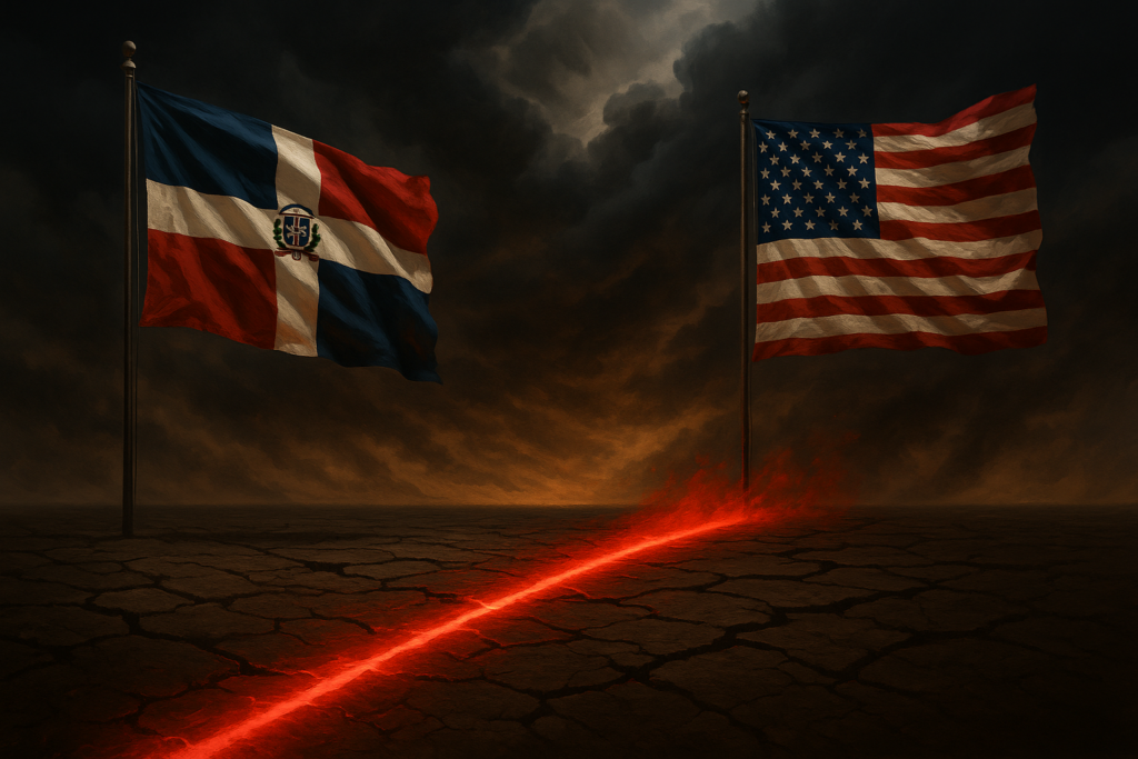 Banderas ondeando en cielo tormentoso