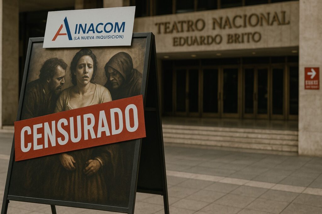 Cartel censurado frente a teatro