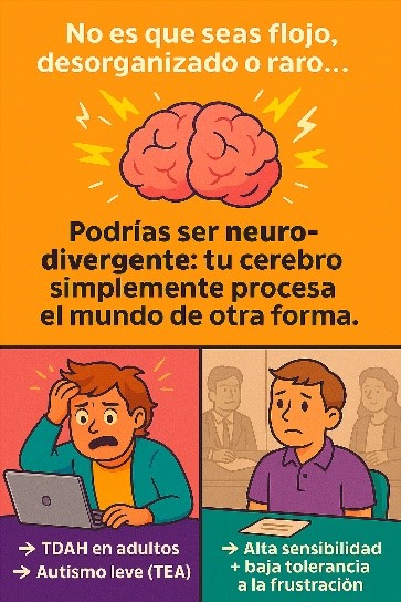 Cerebro neurodivergente procesando estímulos de manera diferente.
