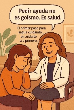 Mujer consolada por terapeuta en consulta psicológica.