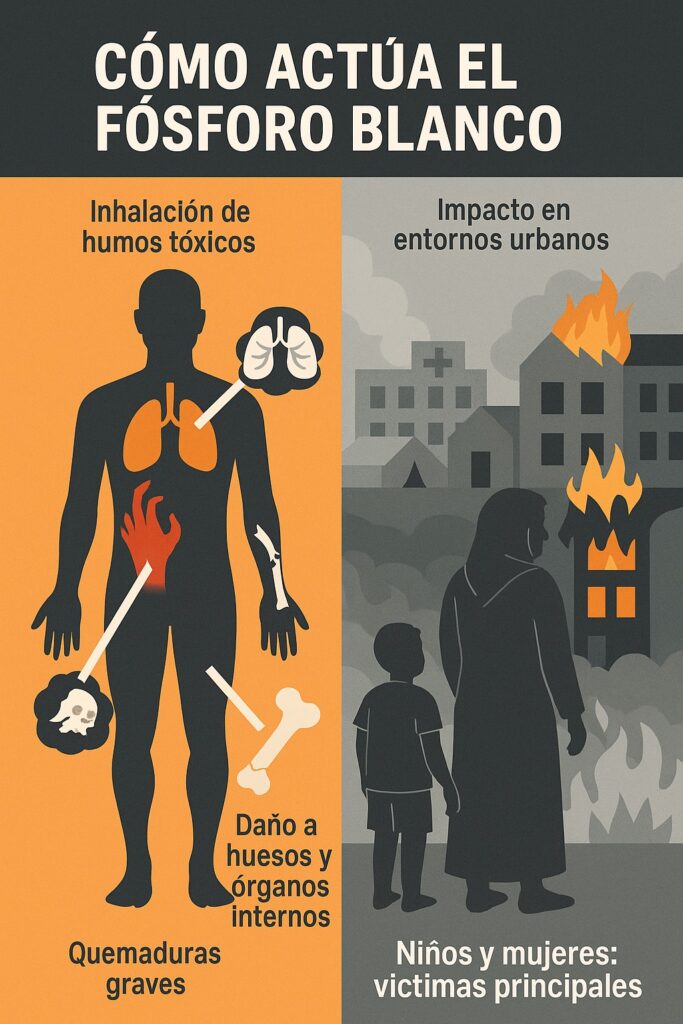Efectos del fósforo blanco en salud y entorno.
