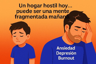 Ilustración sobre el impacto del ambiente hostil en niños.