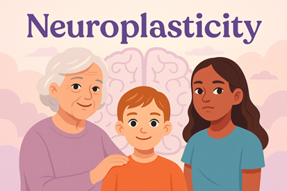 Ilustración sobre neuroplasticidad y diversidad generacional.