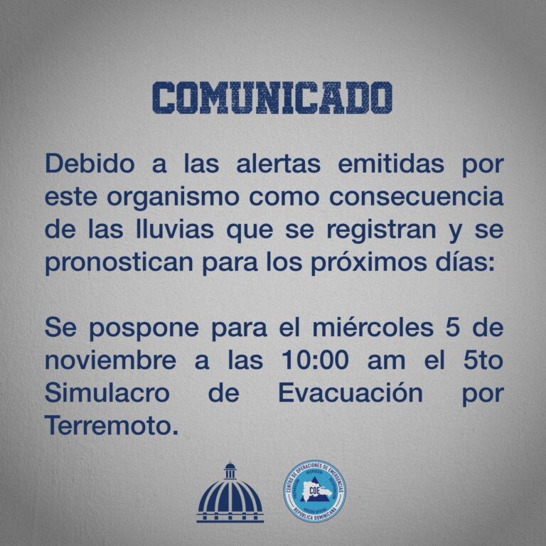 Próximos simulacro de evacuación por lluvia pospuesto.