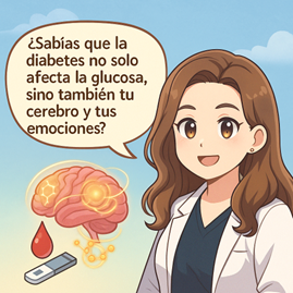 Diabetes afecta glucosa, cerebro y emociones.