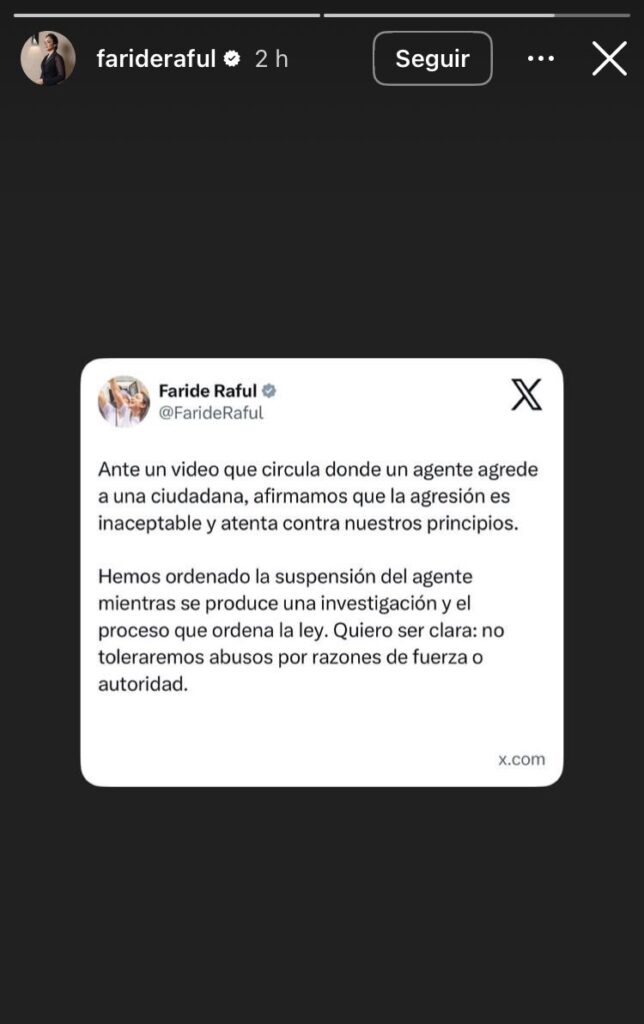 Declaración sobre abuso de autoridad en redes sociales.