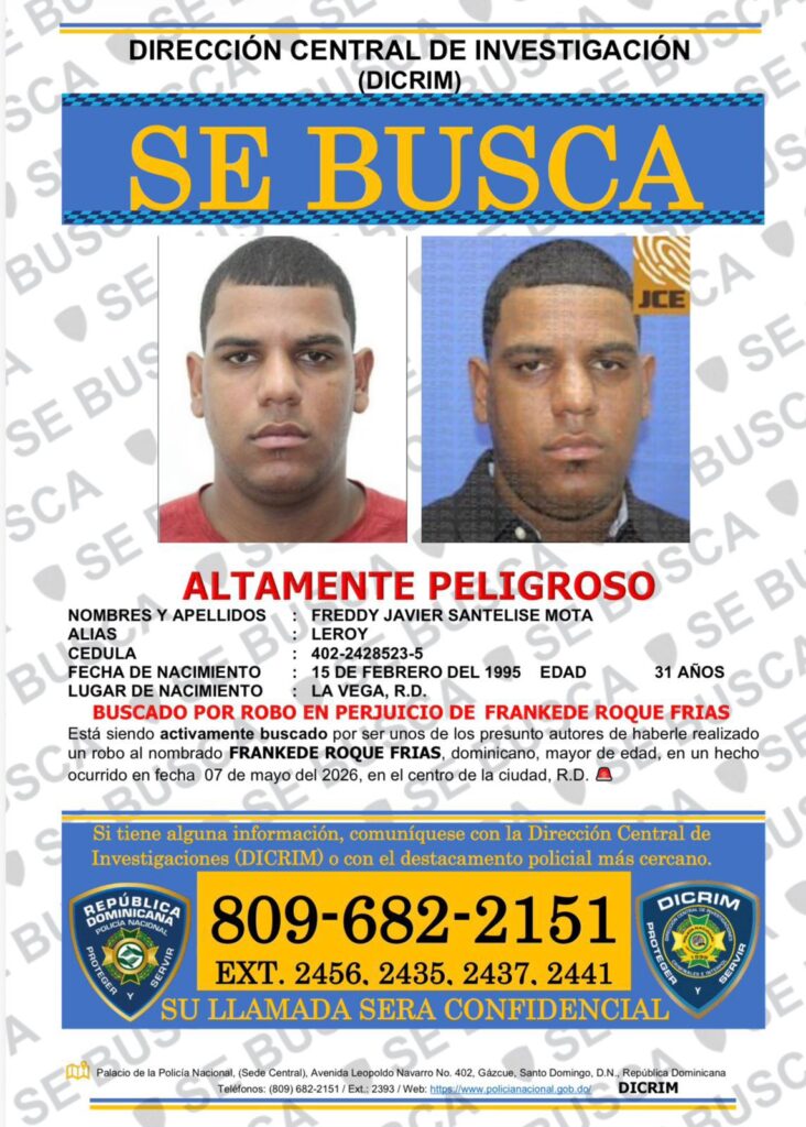 Cartel de búsqueda policial, persona peligrosa buscada.