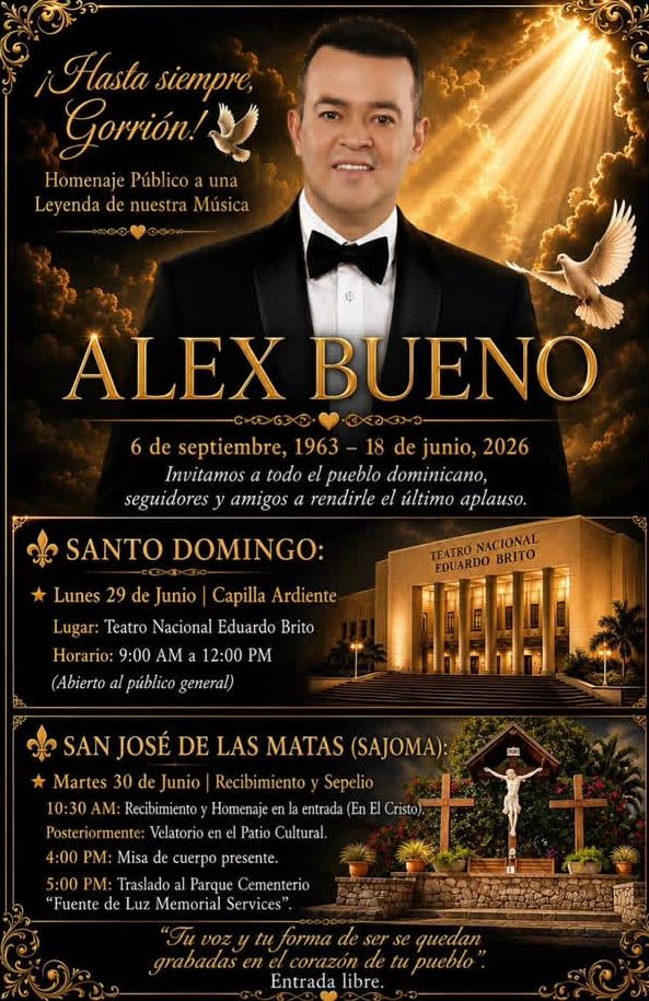 Homenaje a Alex Bueno, eventos en Santo Domingo.